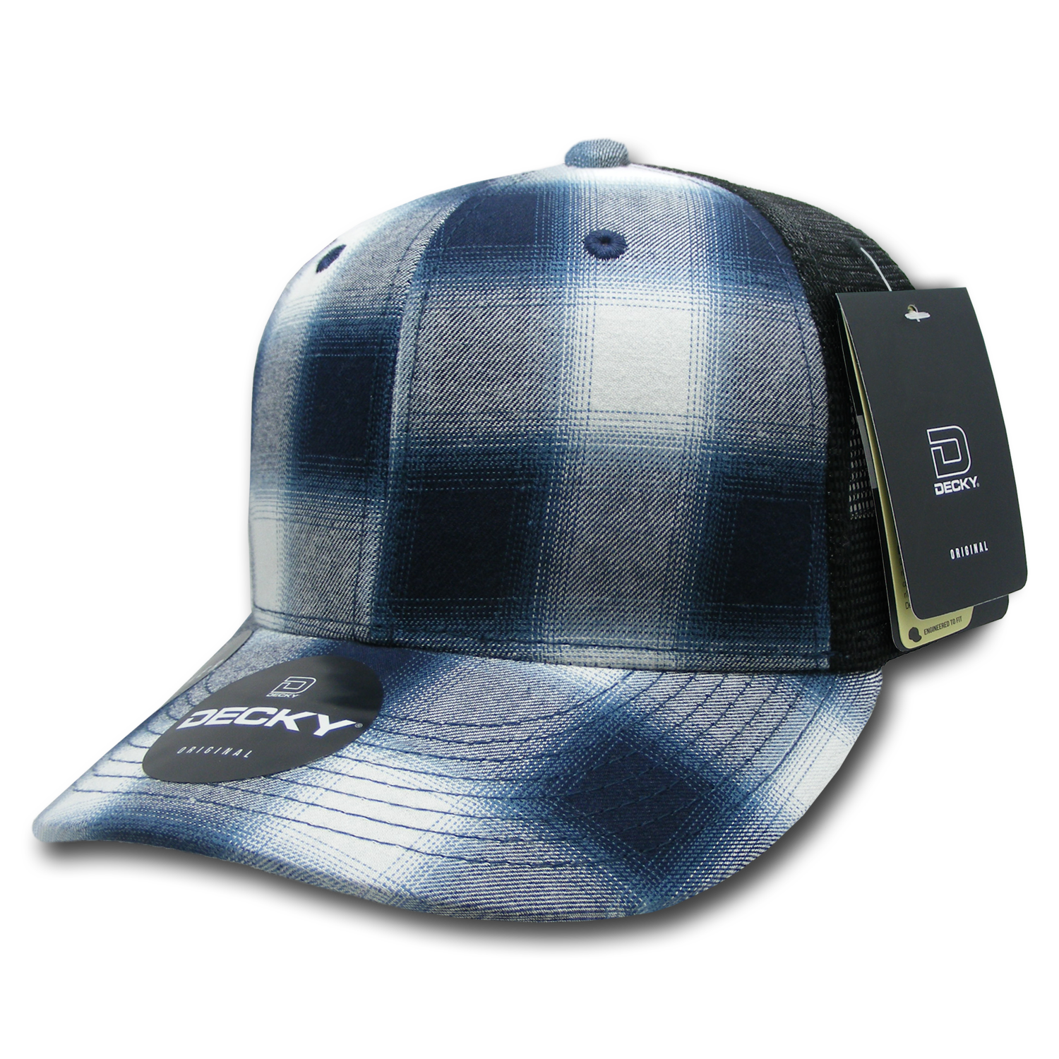 6 Panel Mid Profile Structured Plaid Trucker