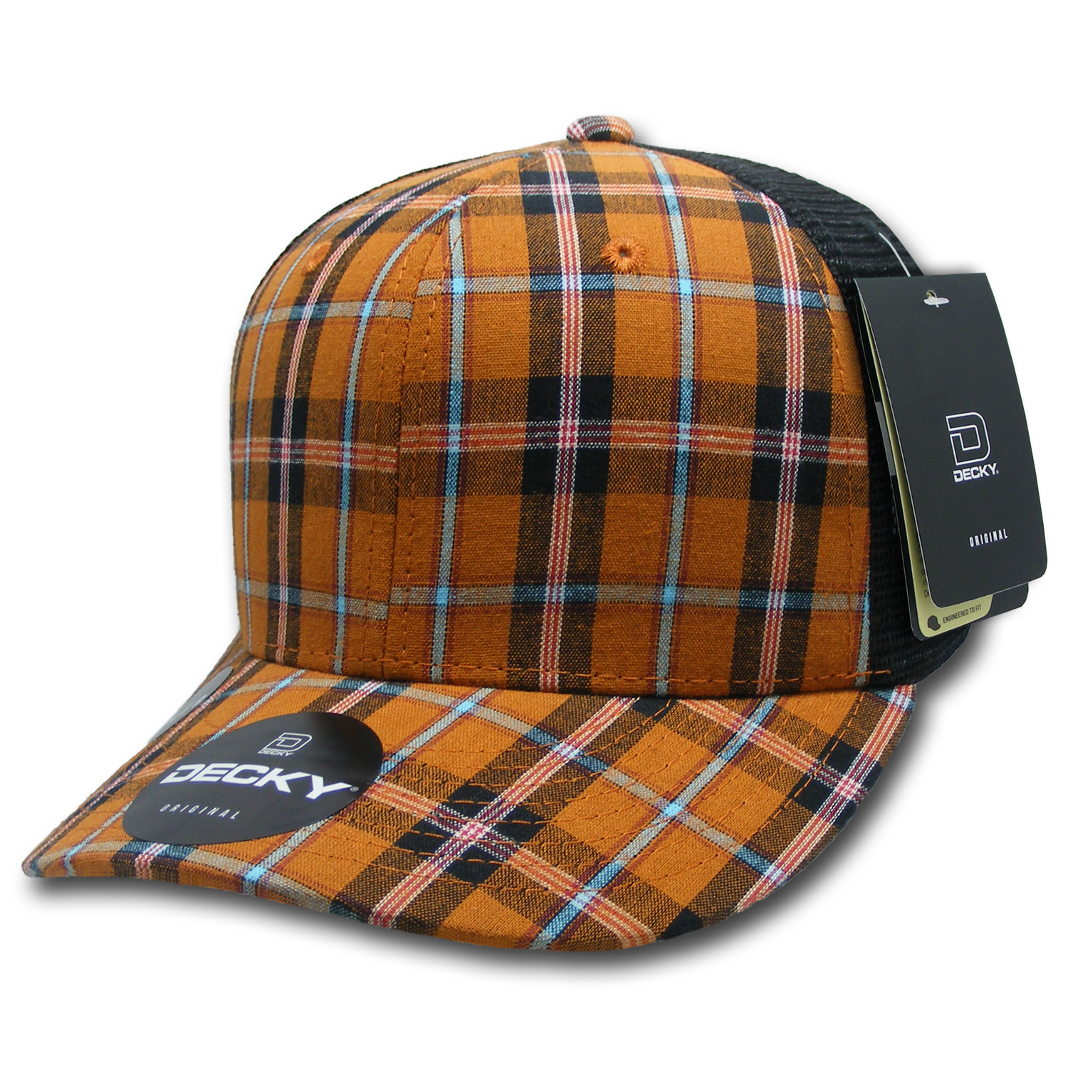 6 Panel Mid Profile Structured Plaid Trucker