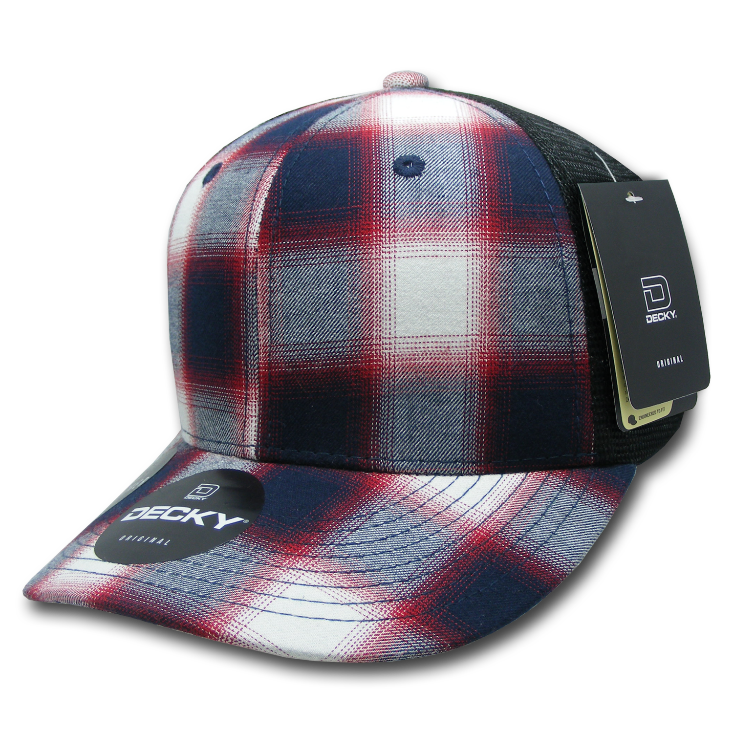 6 Panel Mid Profile Structured Plaid Trucker