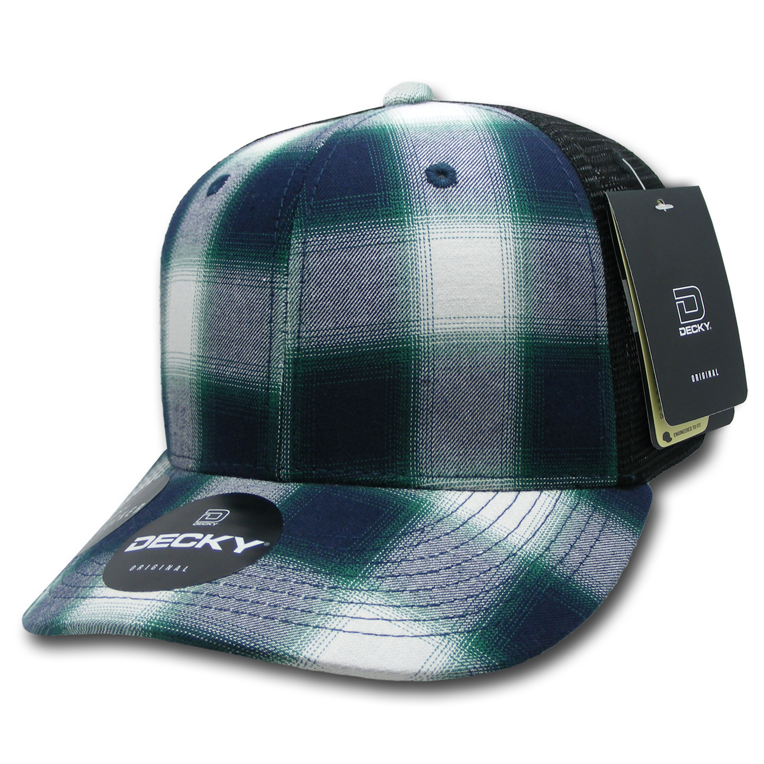 6 Panel Mid Profile Structured Plaid Trucker