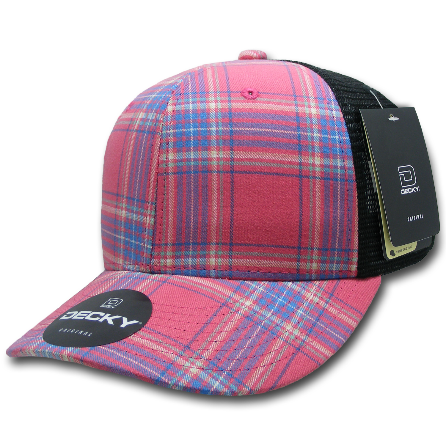 6 Panel Mid Profile Structured Plaid Trucker