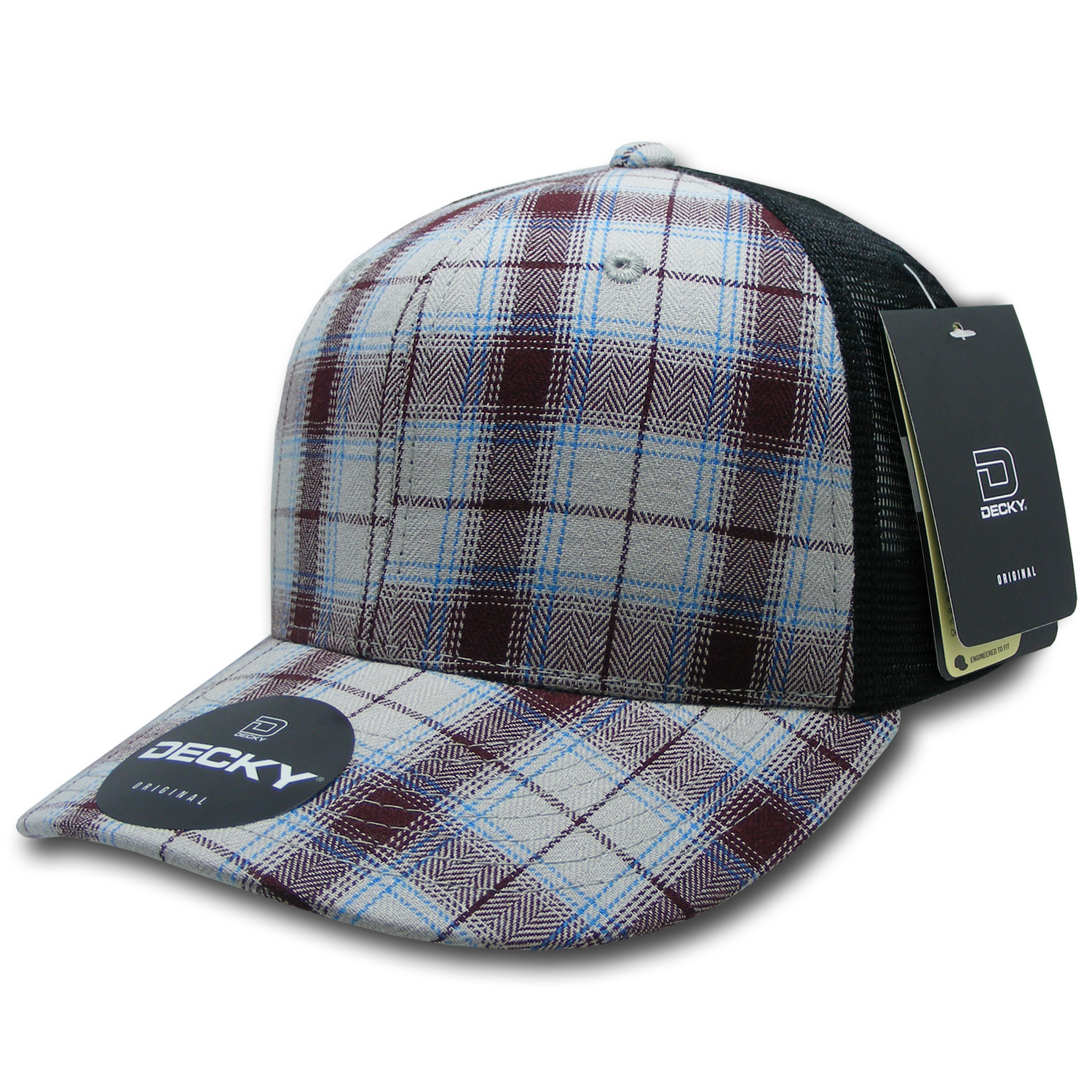 6 Panel Mid Profile Structured Plaid Trucker