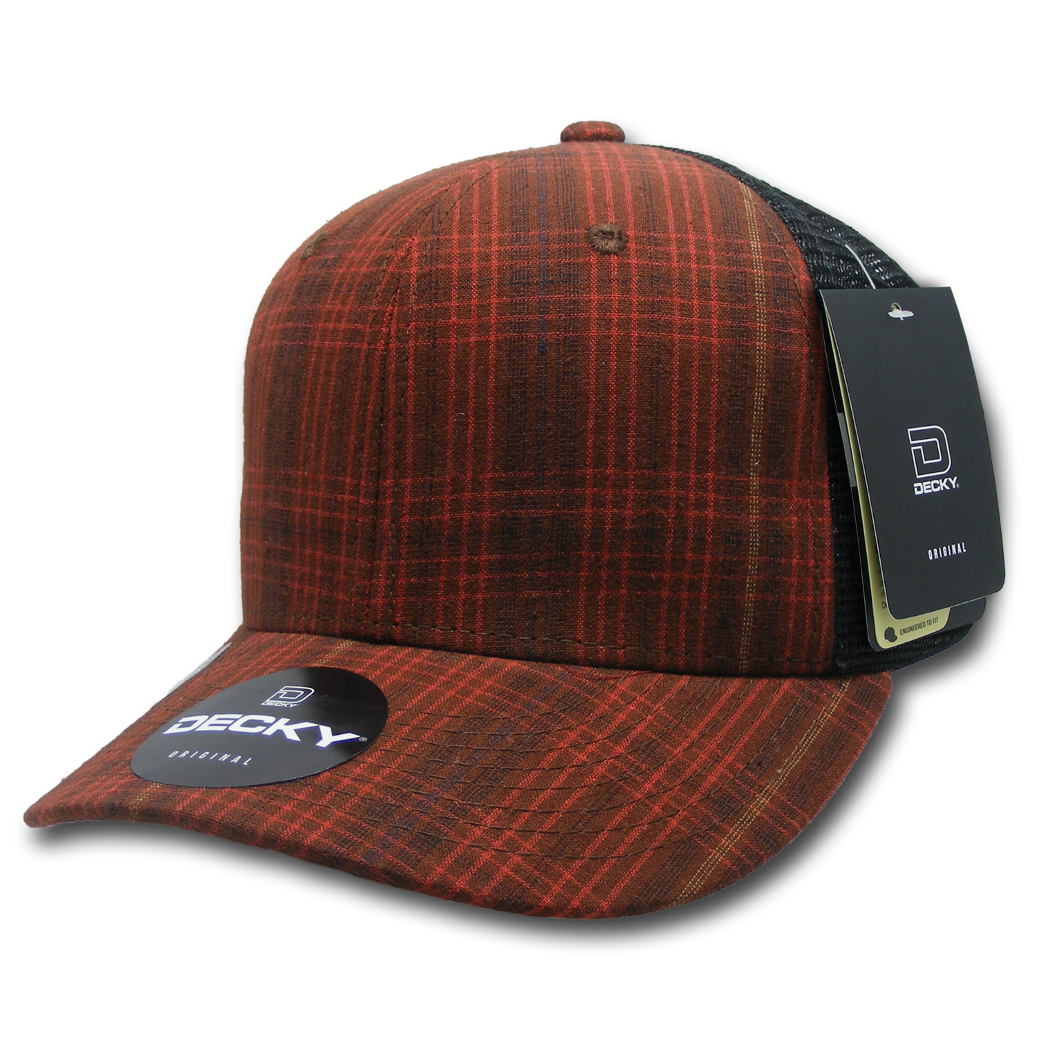 6 Panel Mid Profile Structured Plaid Trucker