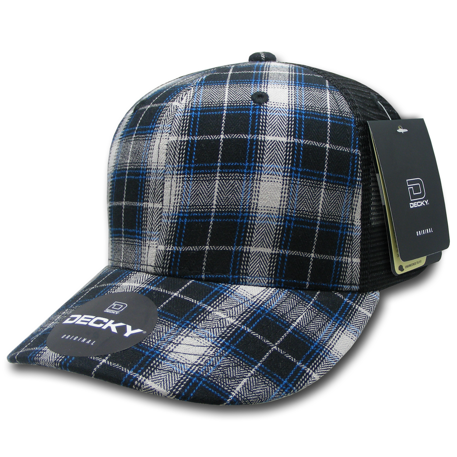 6 Panel Mid Profile Structured Plaid Trucker
