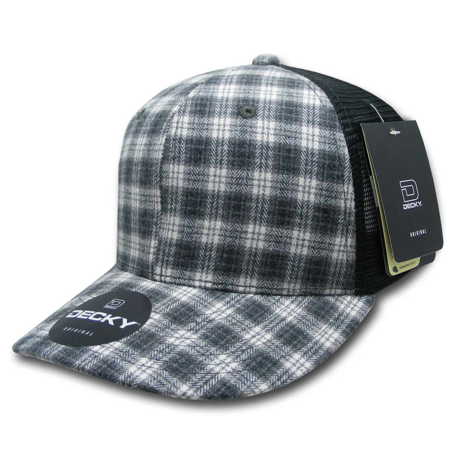 6 Panel Mid Profile Structured Plaid Trucker