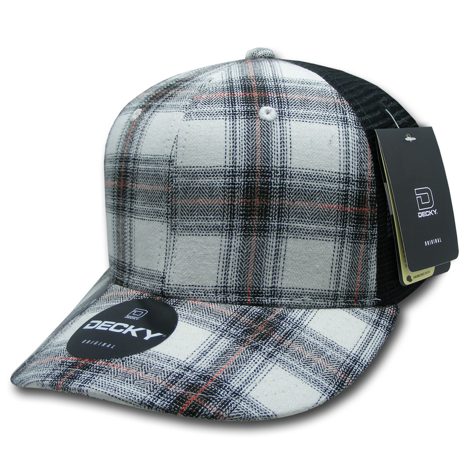 6 Panel Mid Profile Structured Plaid Trucker