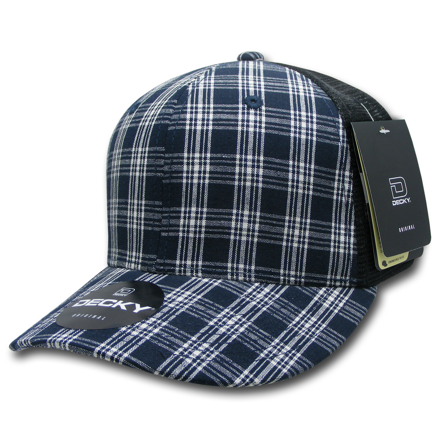 6 Panel Mid Profile Structured Plaid Trucker