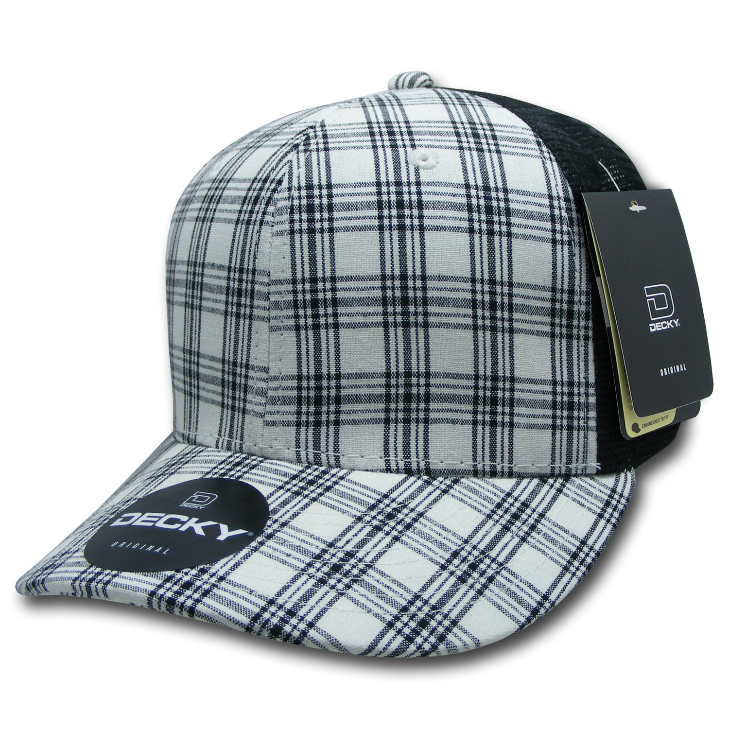 6 Panel Mid Profile Structured Plaid Trucker