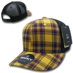 6 Panel Mid Profile Structured Plaid Trucker