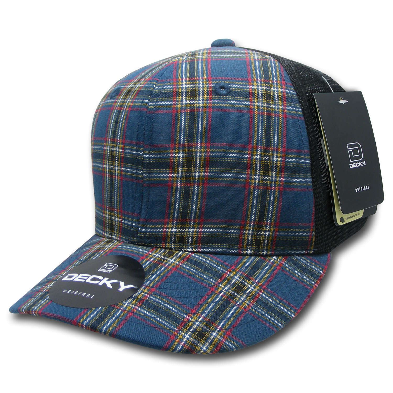6 Panel Mid Profile Structured Plaid Trucker