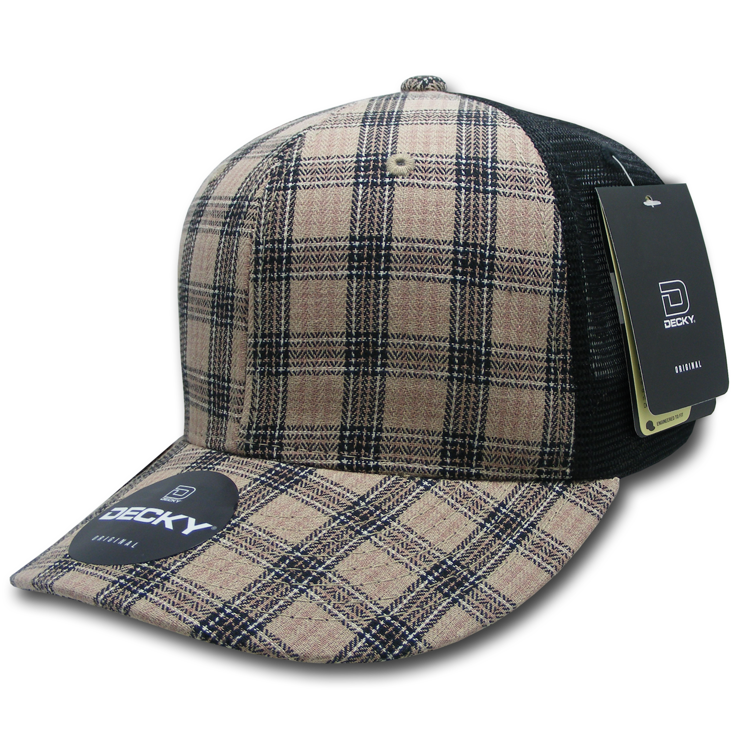 6 Panel Mid Profile Structured Plaid Trucker