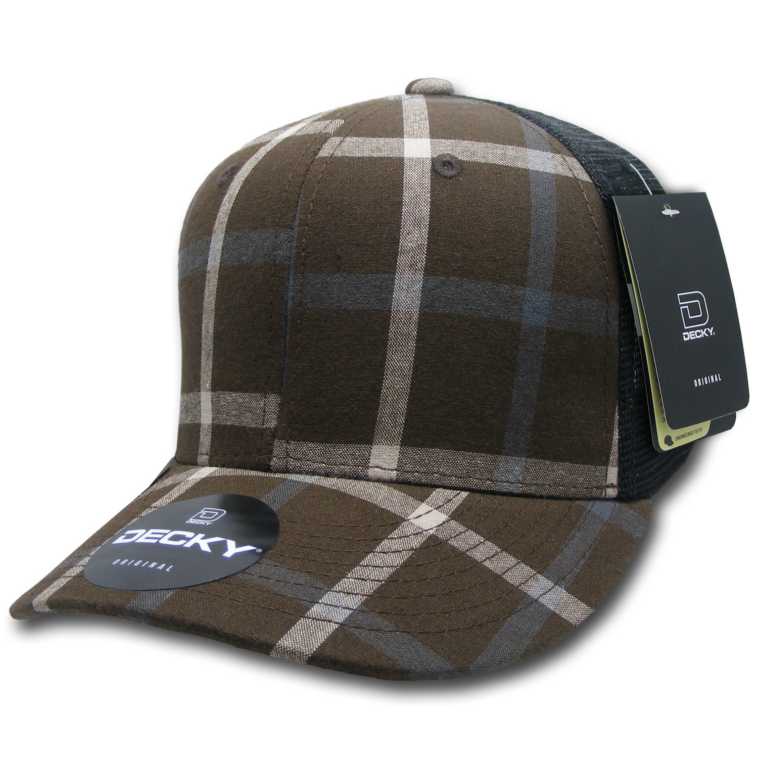 6 Panel Mid Profile Structured Plaid Trucker