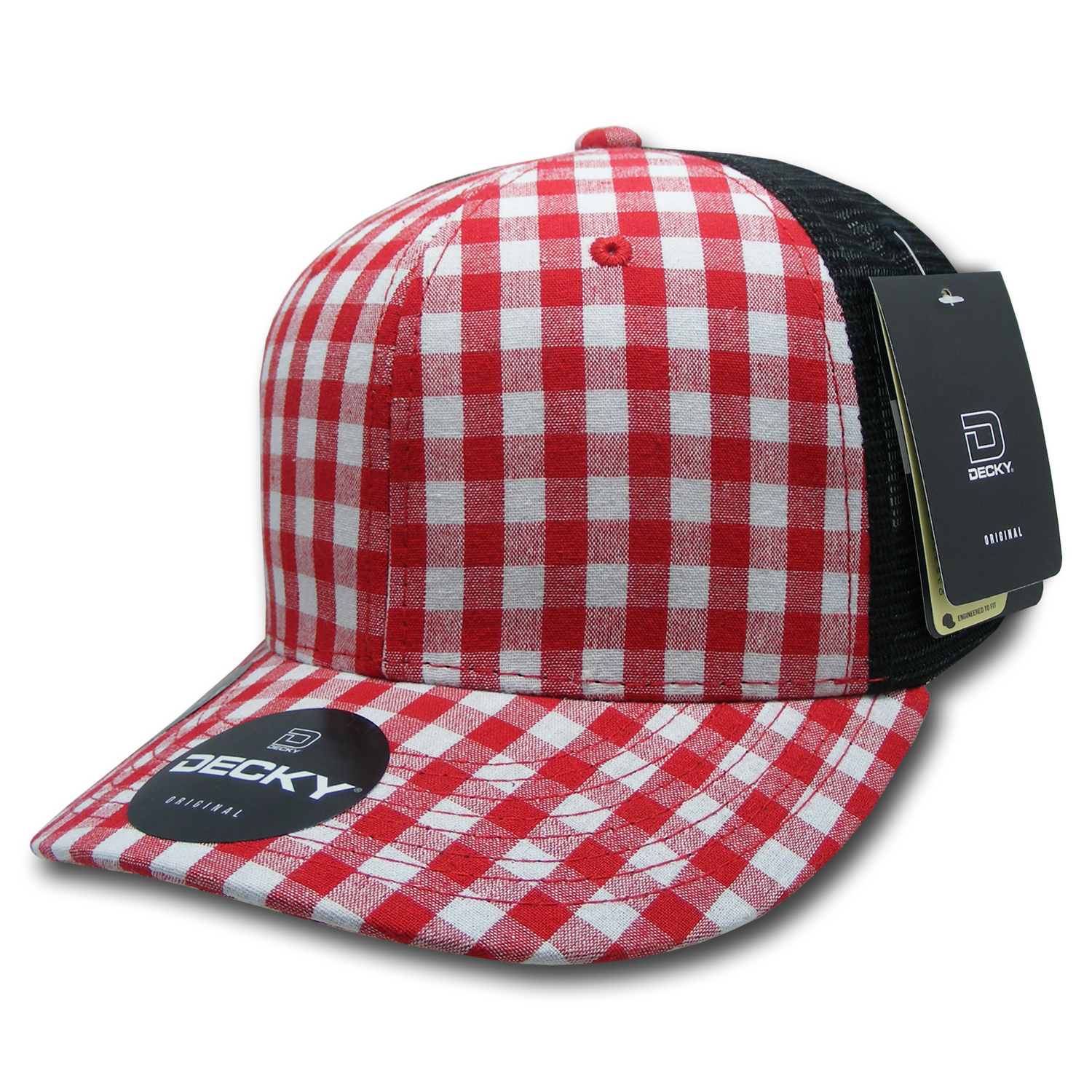 6 Panel Mid Profile Structured Plaid Trucker