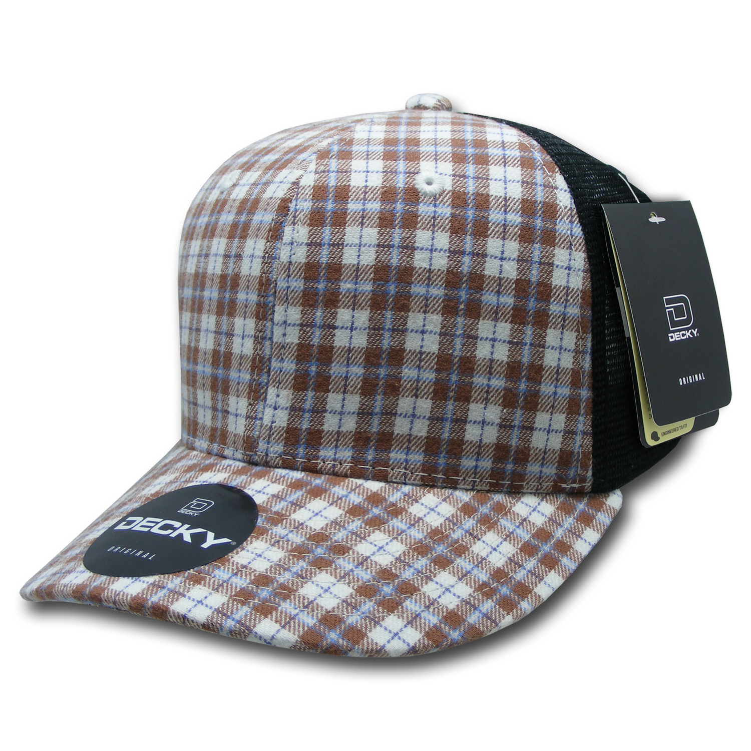 6 Panel Mid Profile Structured Plaid Trucker