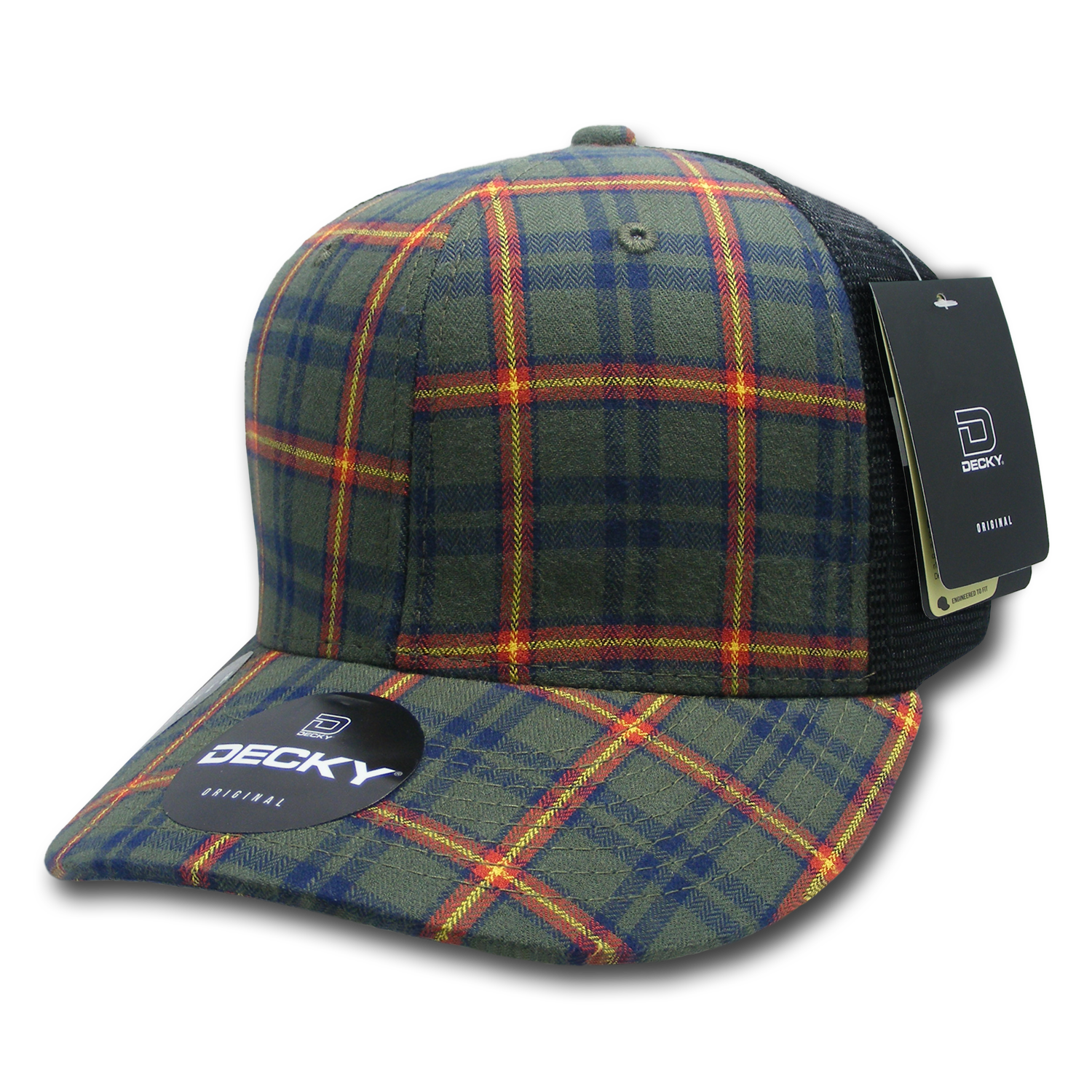 6 Panel Mid Profile Structured Plaid Trucker