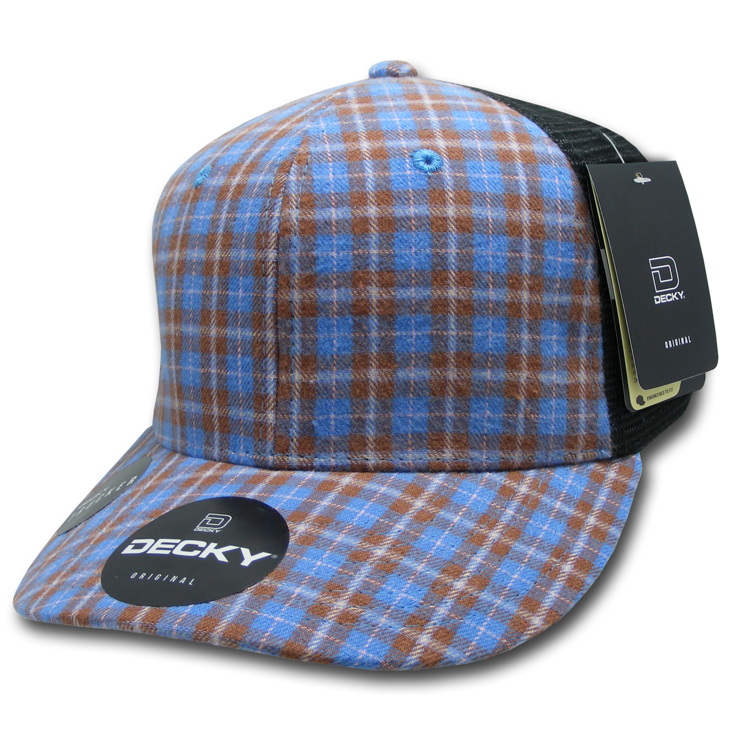 6 Panel Mid Profile Structured Plaid Trucker