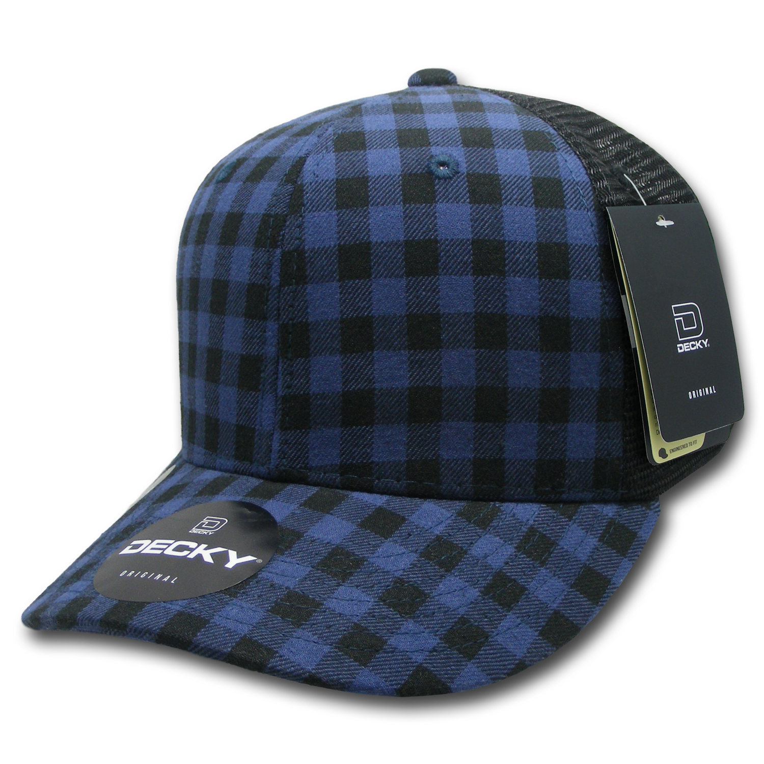 6 Panel Mid Profile Structured Plaid Trucker