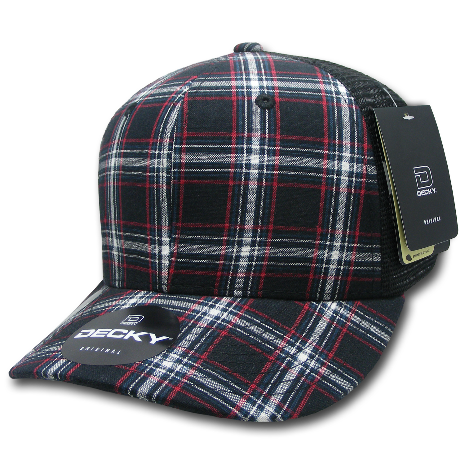 6 Panel Mid Profile Structured Plaid Trucker