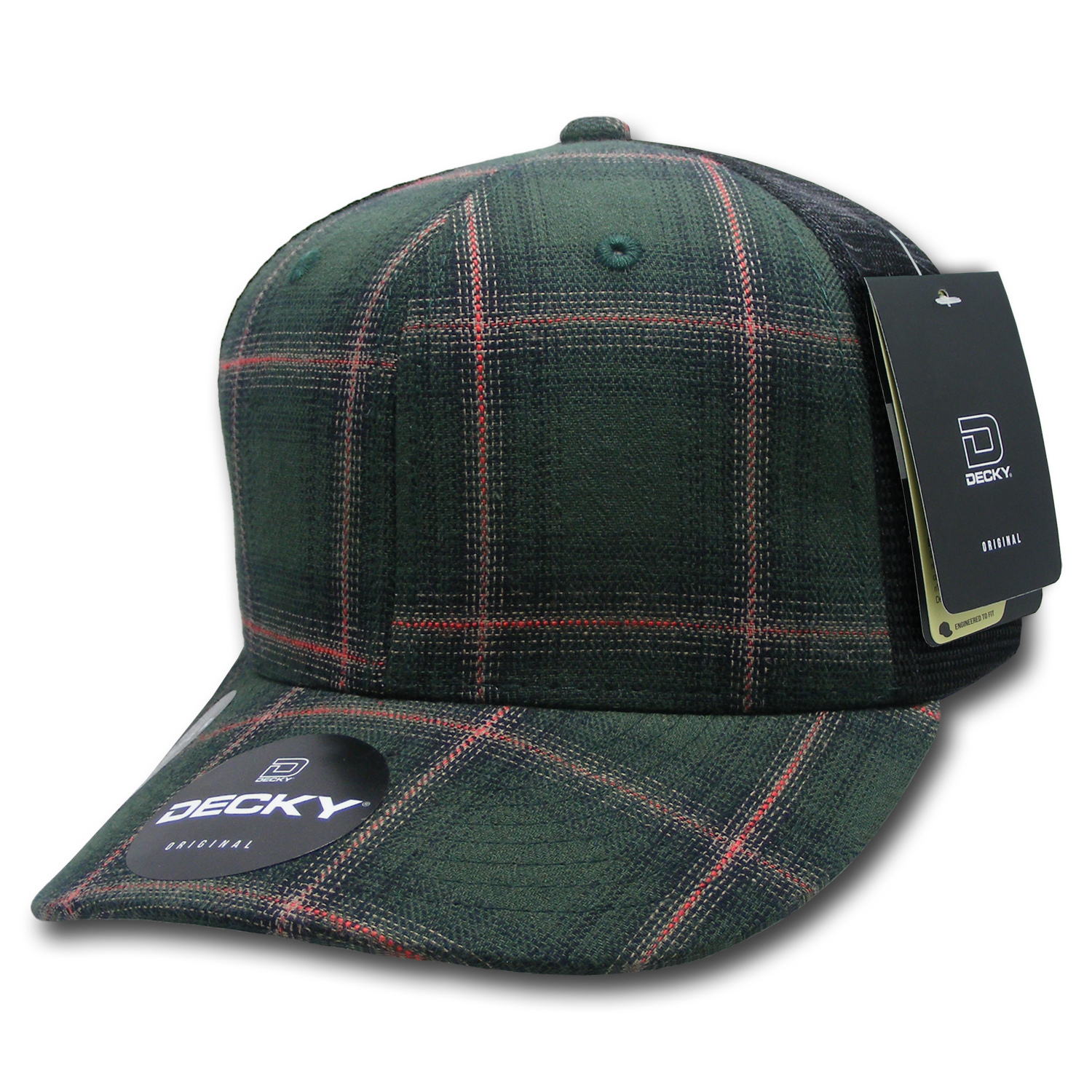 6 Panel Mid Profile Structured Plaid Trucker