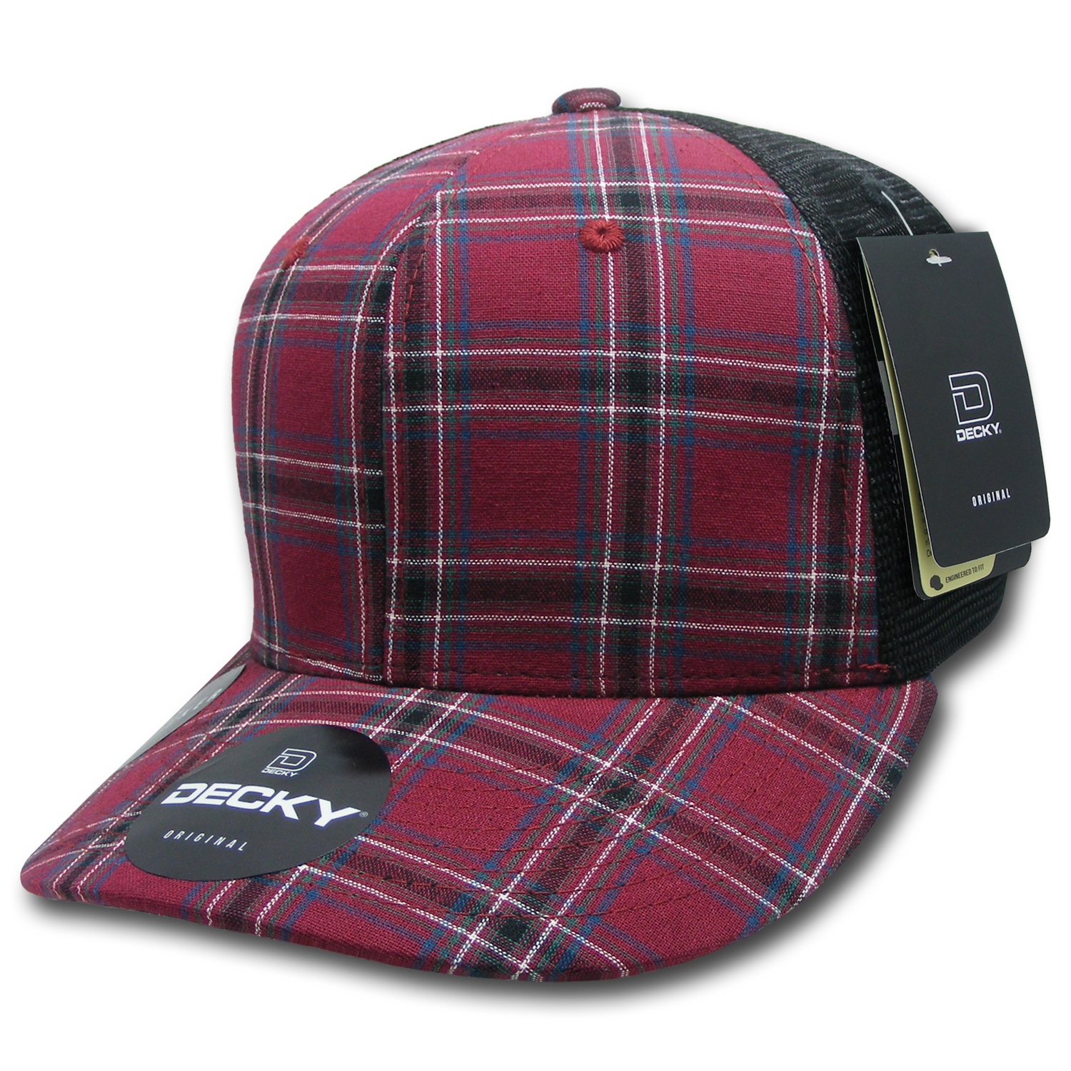 6 Panel Mid Profile Structured Plaid Trucker
