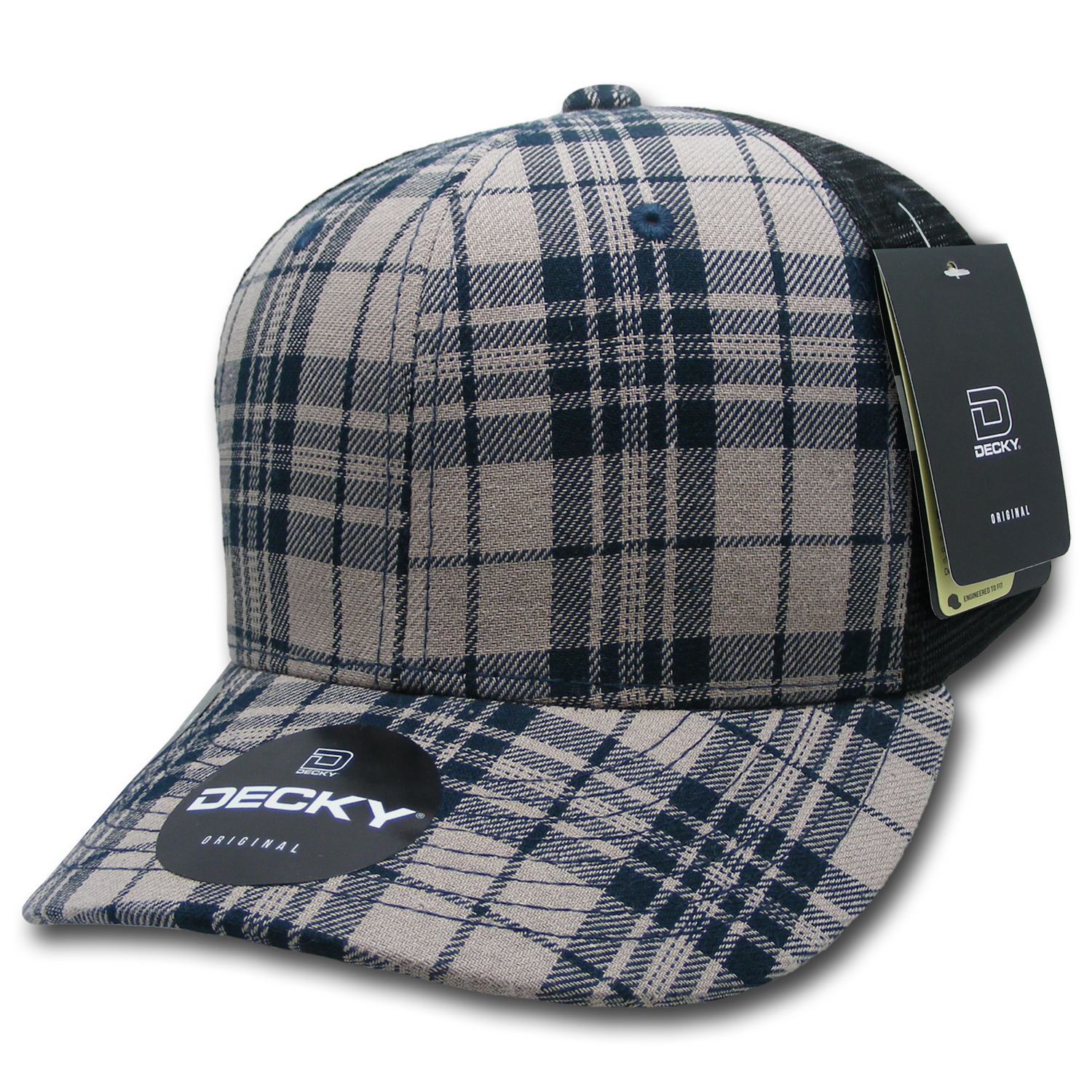 6 Panel Mid Profile Structured Plaid Trucker