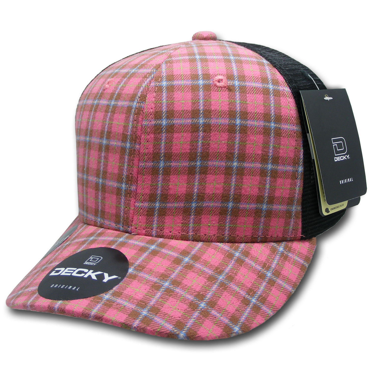 6 Panel Mid Profile Structured Plaid Trucker