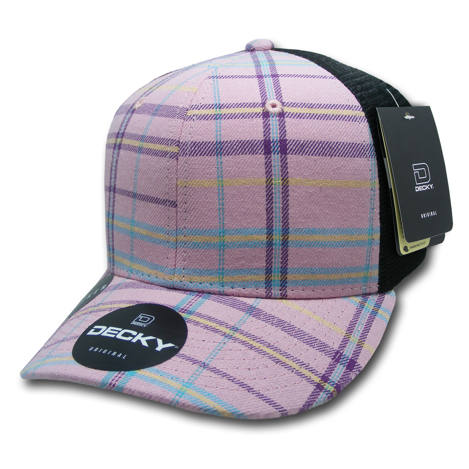 6 Panel Mid Profile Structured Plaid Trucker