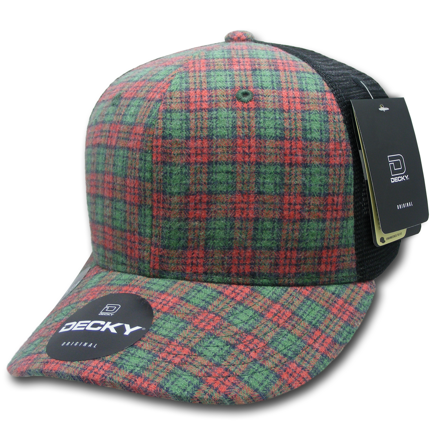 6 Panel Mid Profile Structured Plaid Trucker