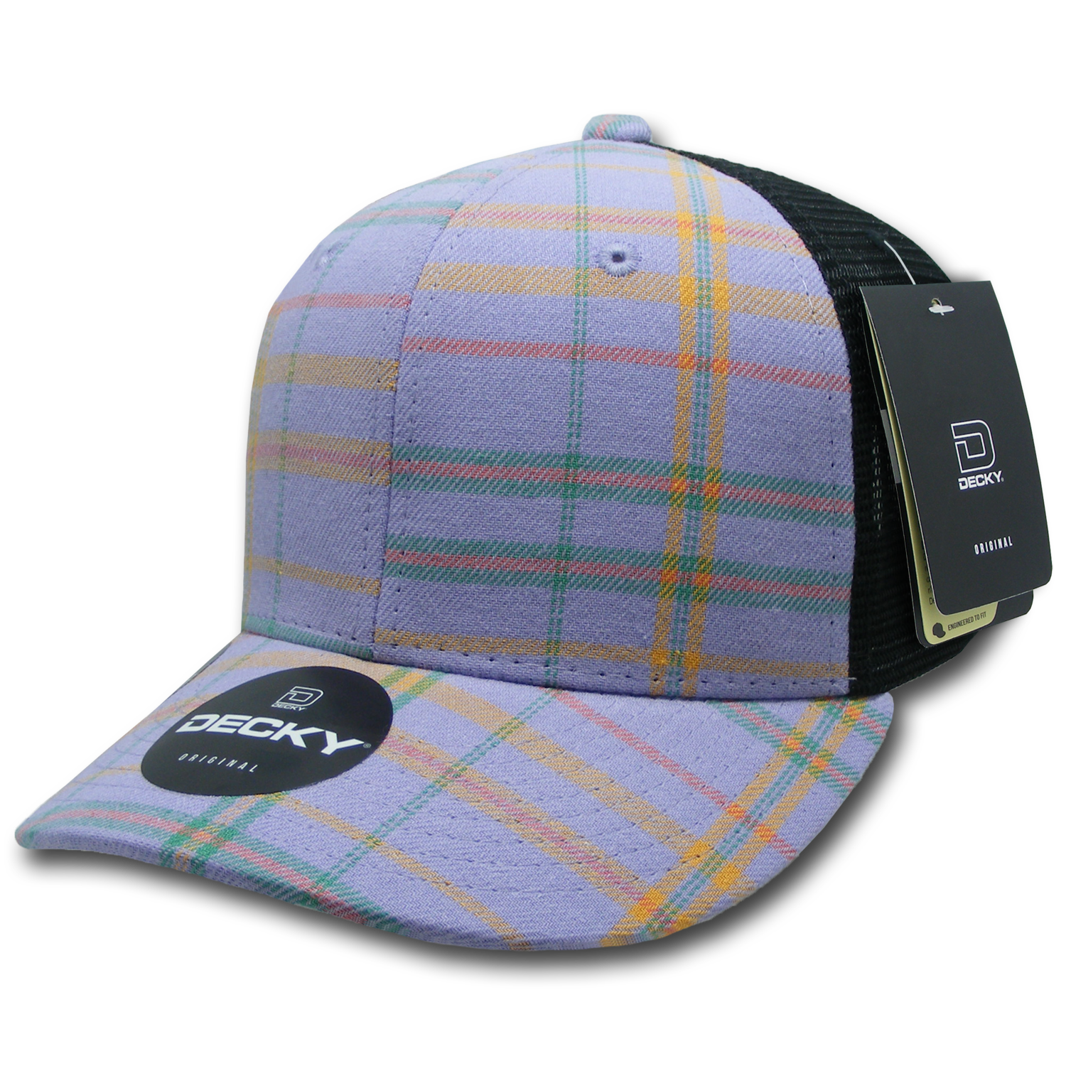 6 Panel Mid Profile Structured Plaid Trucker