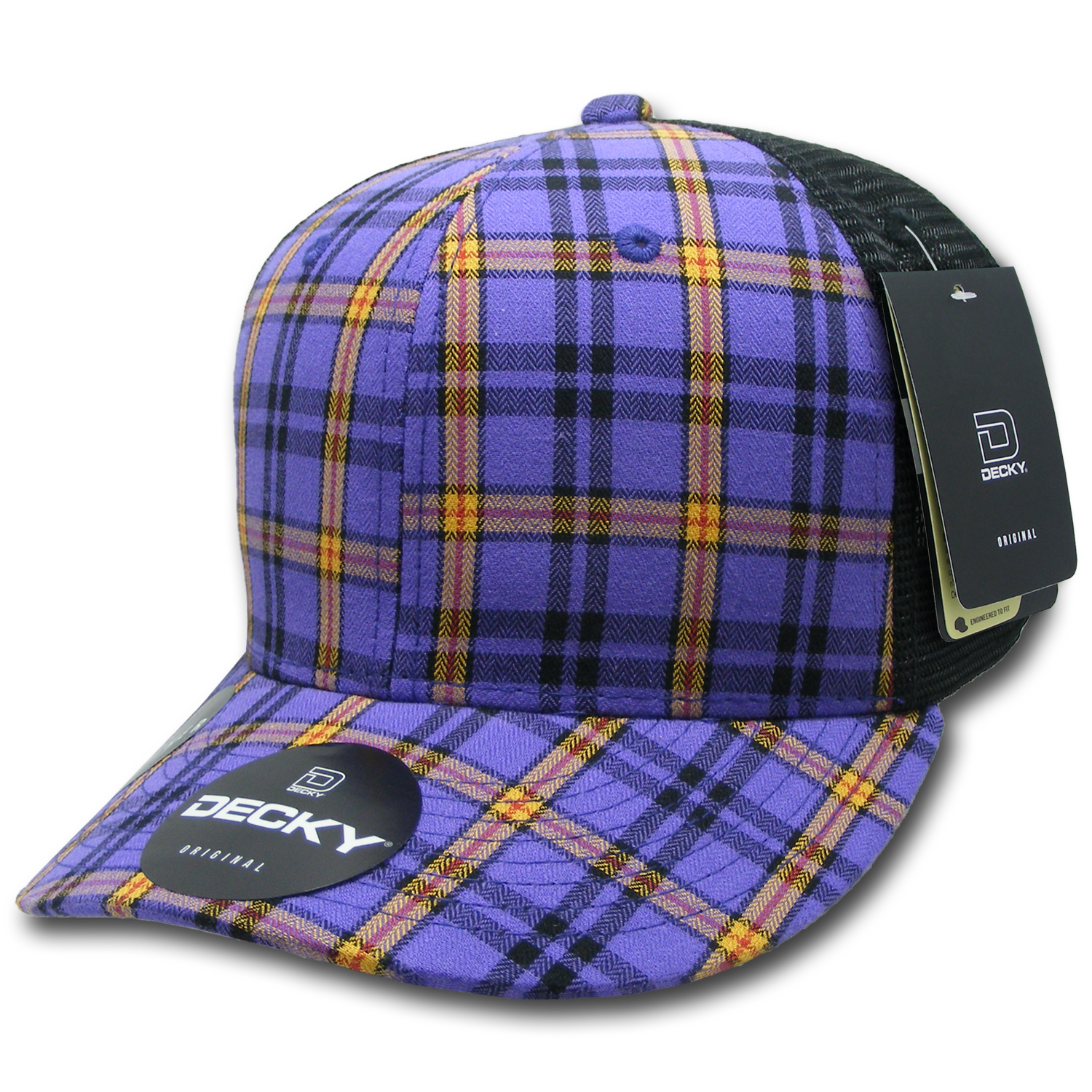 6 Panel Mid Profile Structured Plaid Trucker