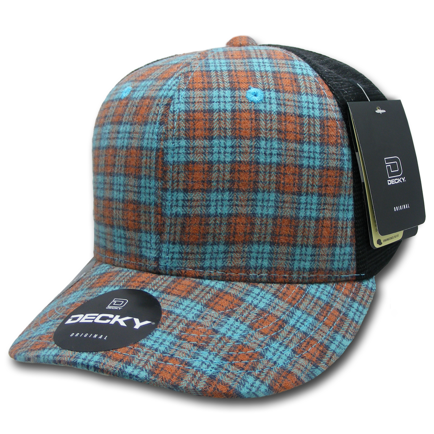 6 Panel Mid Profile Structured Plaid Trucker