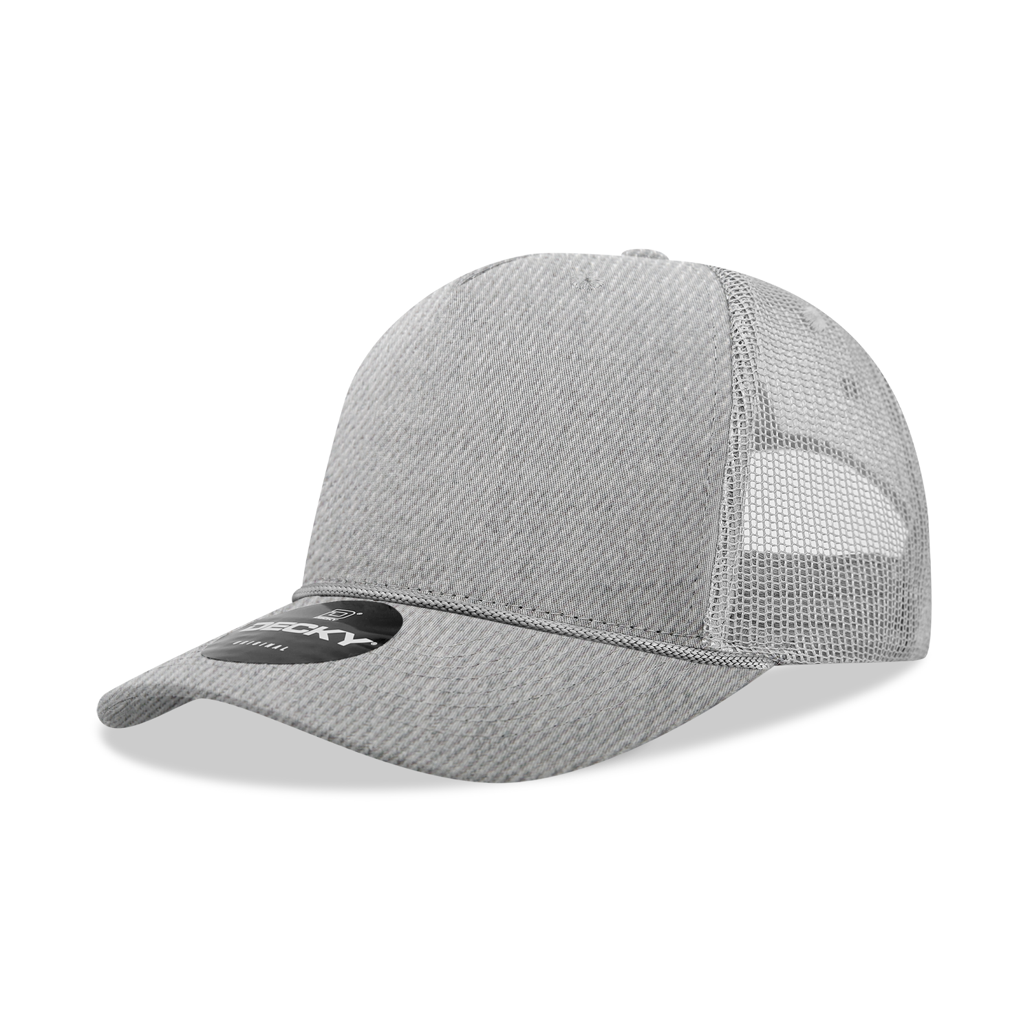 5 Panel Mid Profile Structured Cotton/Poly Blend Trucker w/Rope