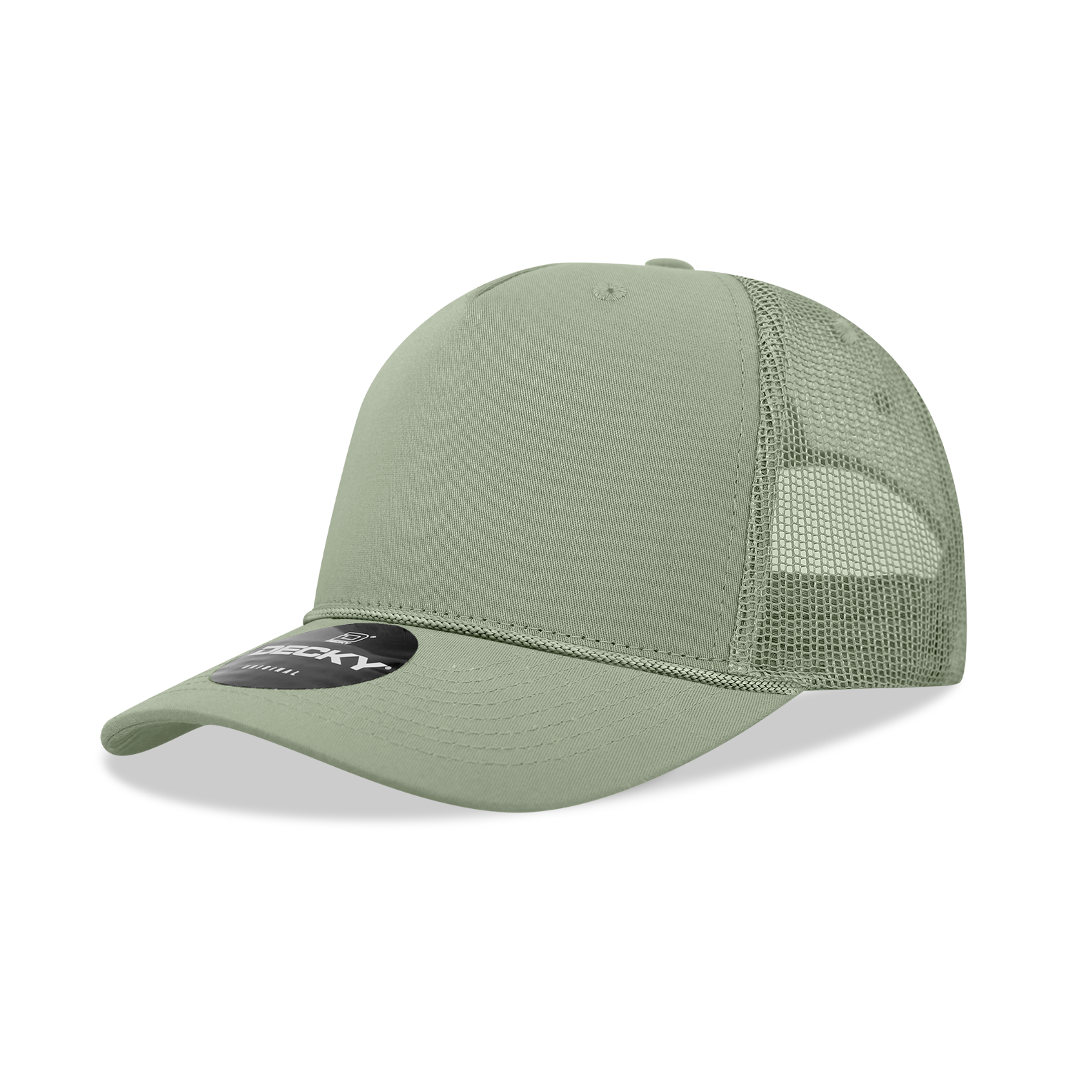 5 Panel Mid Profile Structured Cotton/Poly Blend Trucker w/Rope