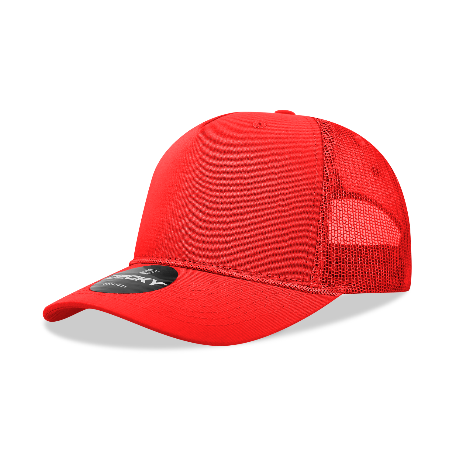 5 Panel Mid Profile Structured Cotton/Poly Blend Trucker w/Rope