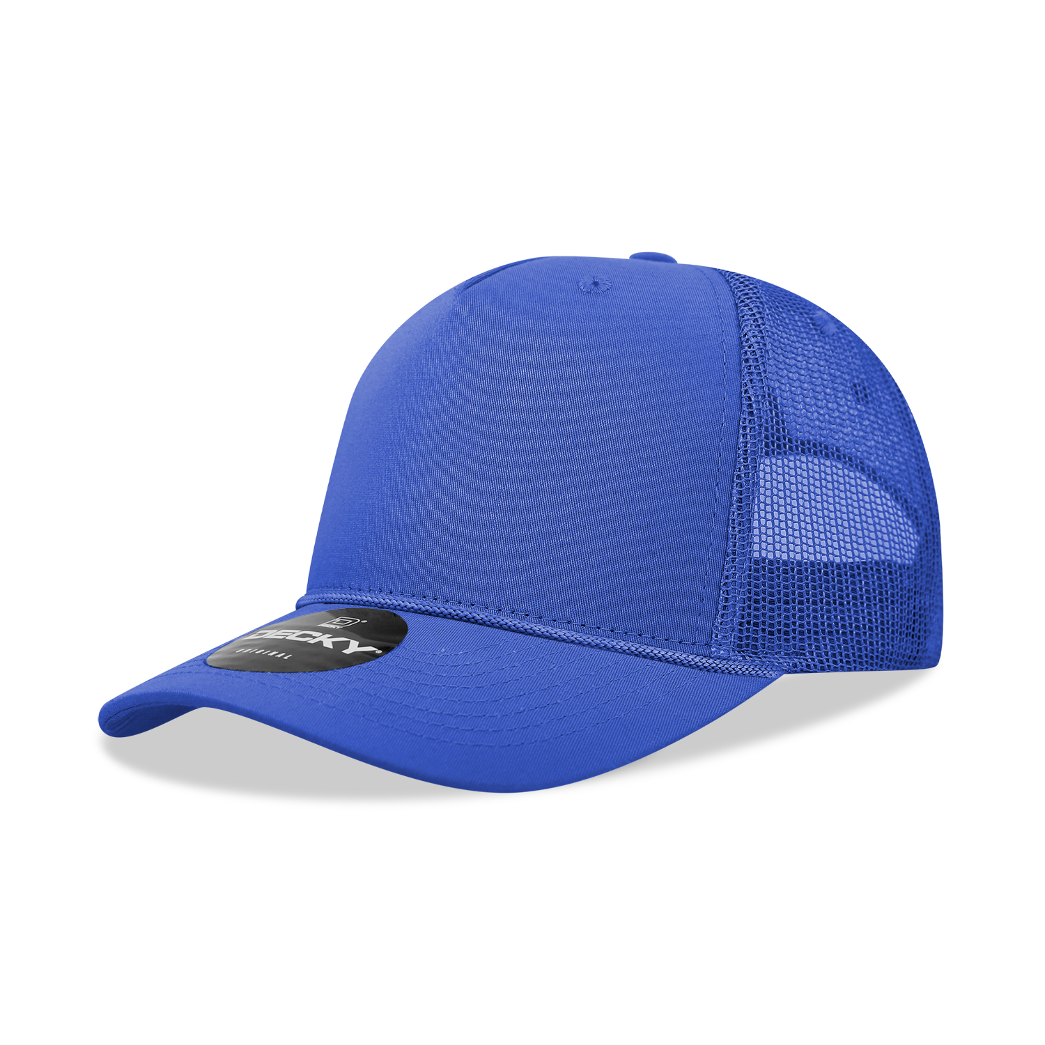 5 Panel Mid Profile Structured Cotton/Poly Blend Trucker w/Rope