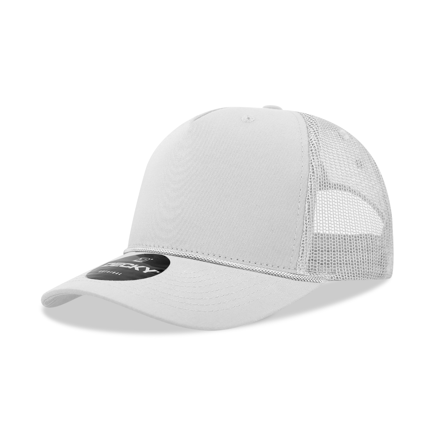 5 Panel Mid Profile Structured Cotton/Poly Blend Trucker w/Rope