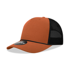 5 Panel Mid Profile Structured Cotton/Poly Blend Trucker w/Rope