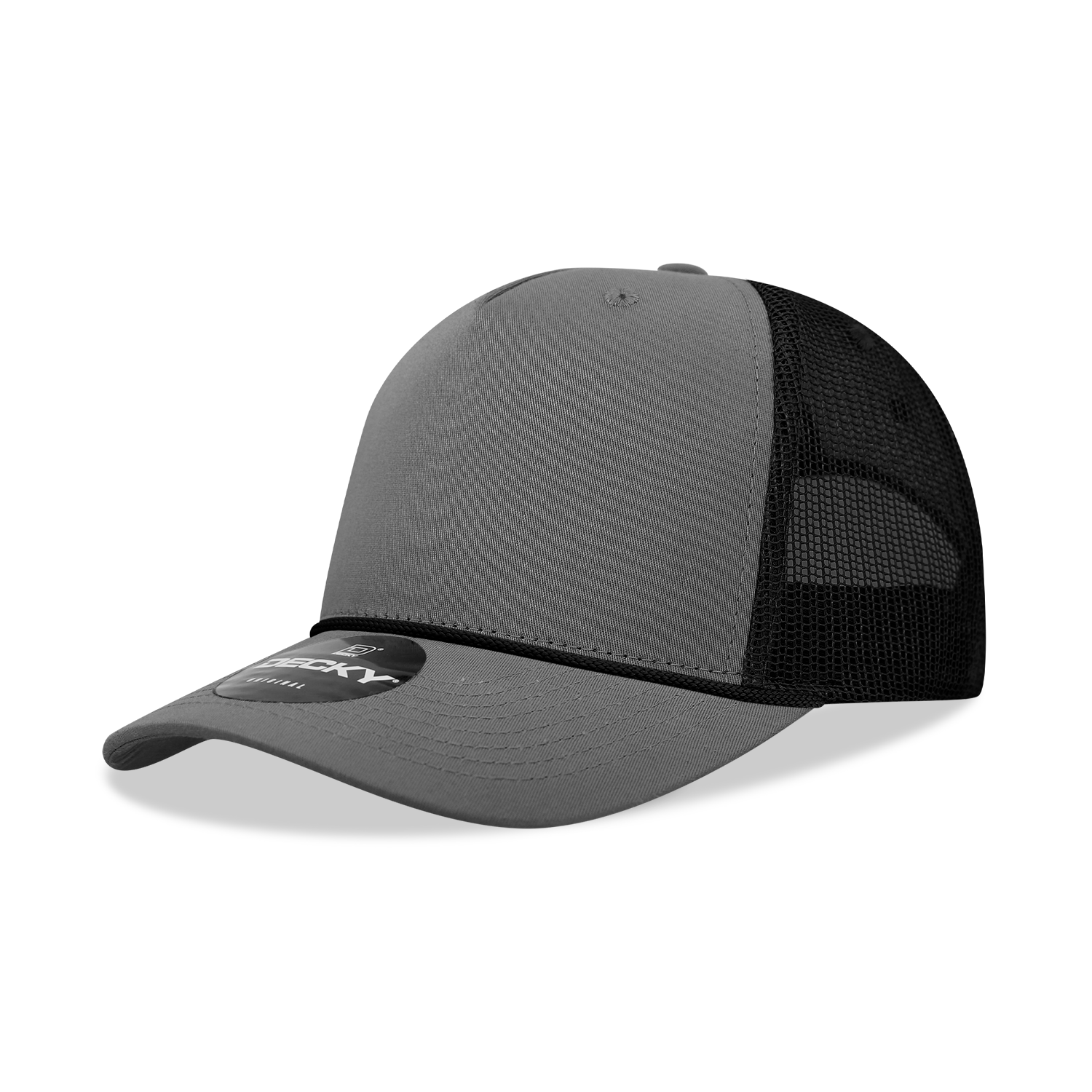 5 Panel Mid Profile Structured Cotton/Poly Blend Trucker w/Rope