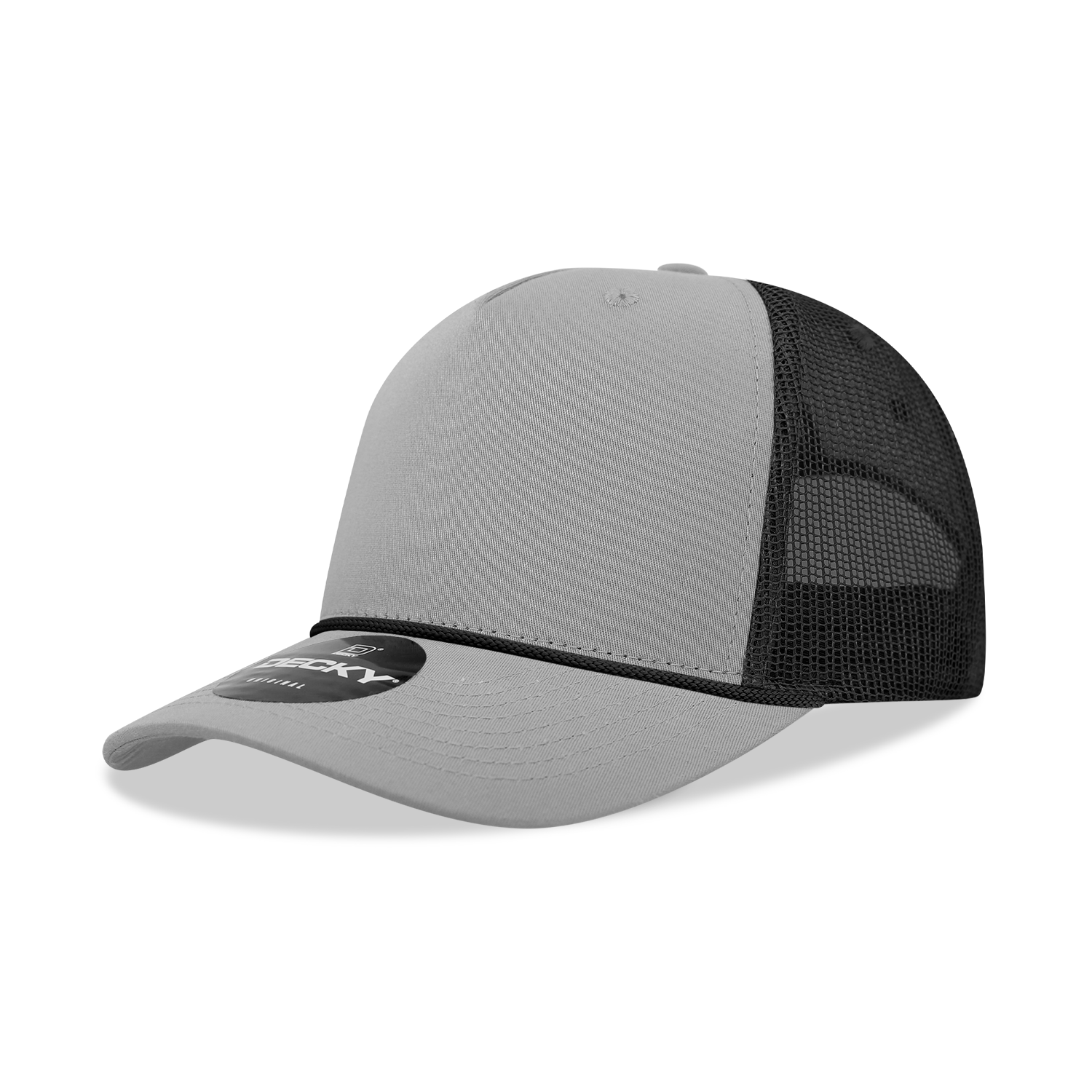 5 Panel Mid Profile Structured Cotton/Poly Blend Trucker w/Rope