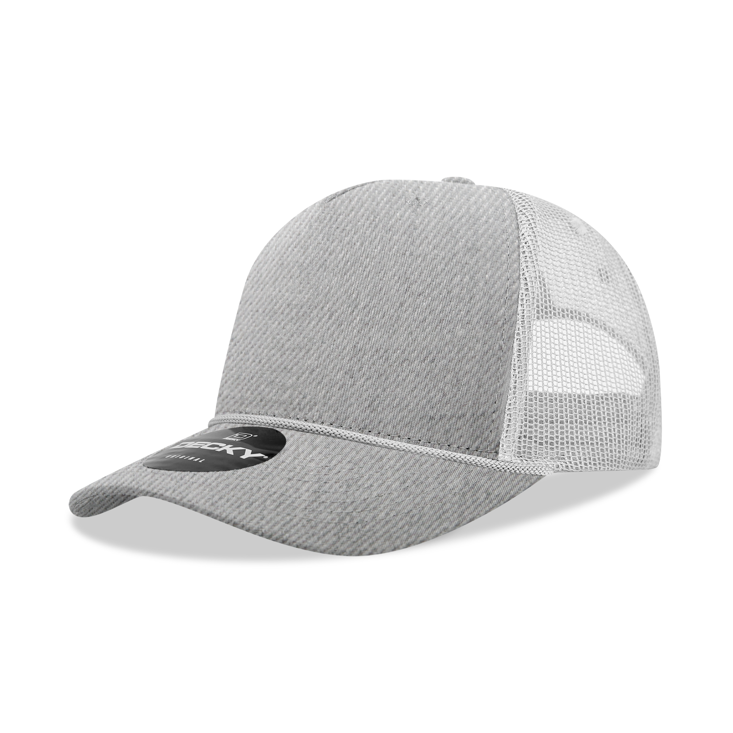 5 Panel Mid Profile Structured Cotton/Poly Blend Trucker w/Rope