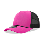 5 Panel Mid Profile Structured Cotton/Poly Blend Trucker w/Rope