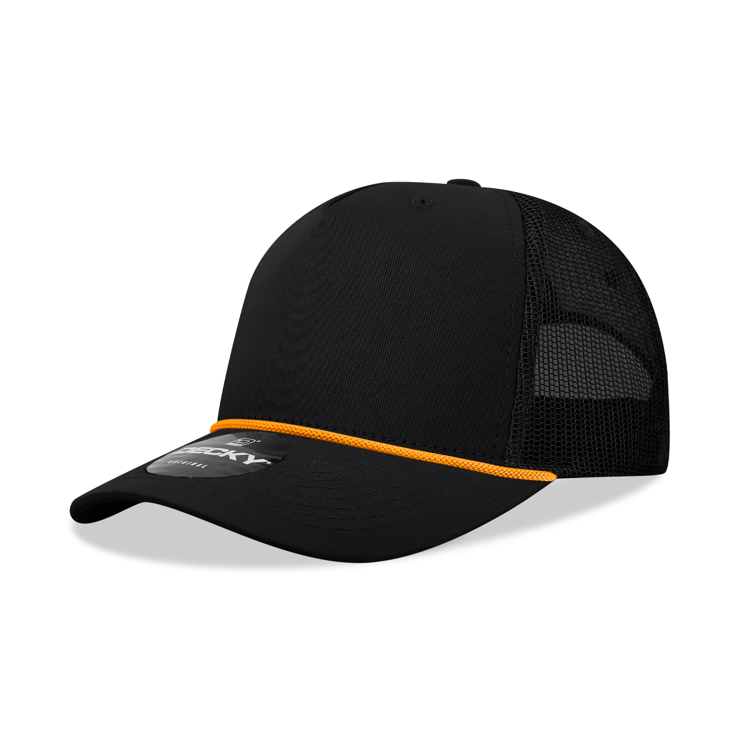 5 Panel Mid Profile Structured Cotton/Poly Blend Trucker w/Rope