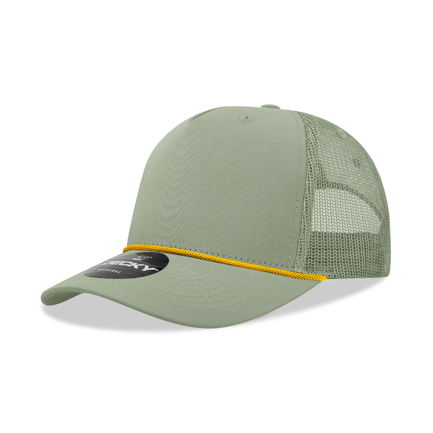 5 Panel Mid Profile Structured Cotton/Poly Blend Trucker w/Rope