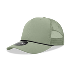 5 Panel Mid Profile Structured Cotton/Poly Blend Trucker w/Rope