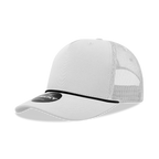5 Panel Mid Profile Structured Cotton/Poly Blend Trucker w/Rope