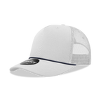 5 Panel Mid Profile Structured Cotton/Poly Blend Trucker w/Rope