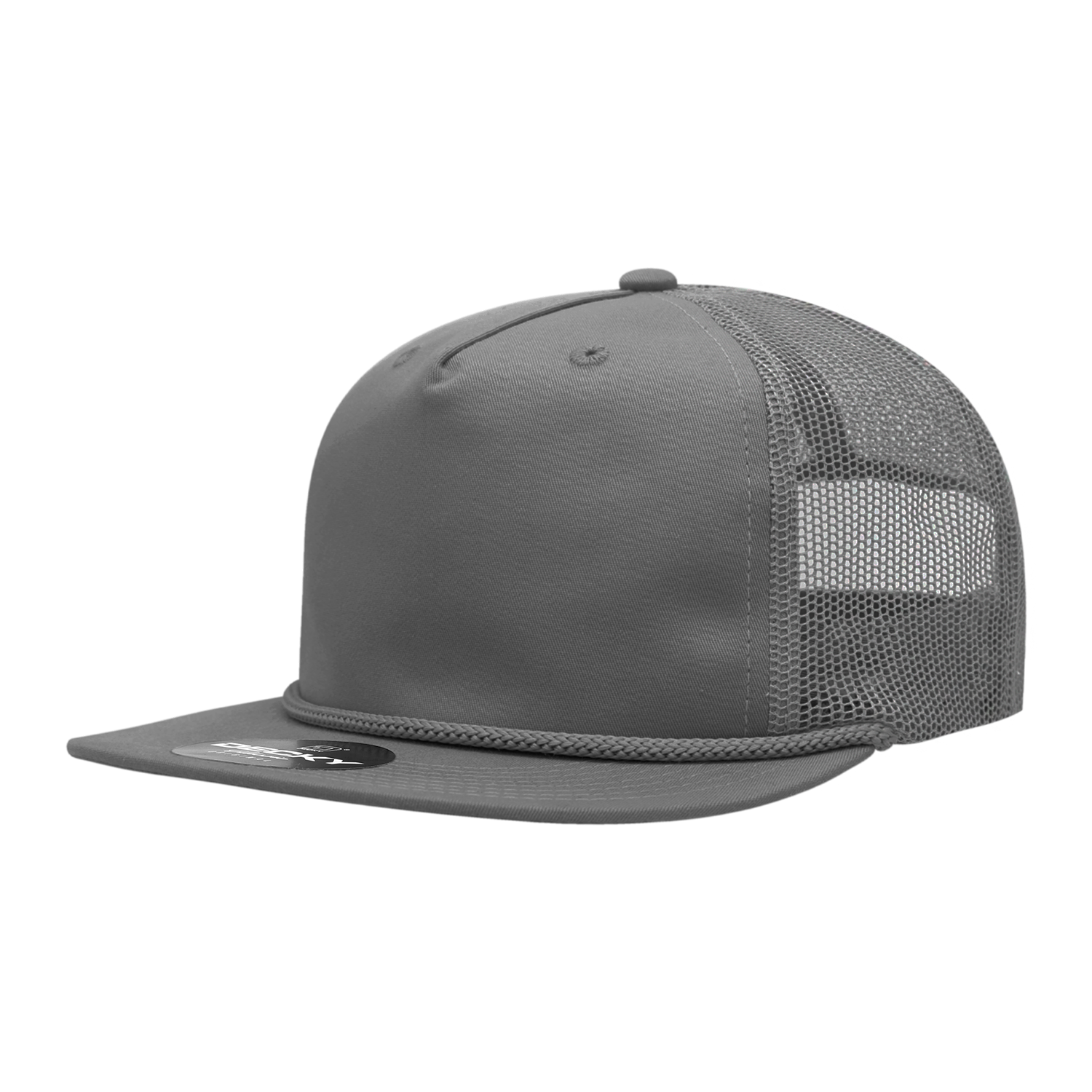 a grey mesh trucker hat