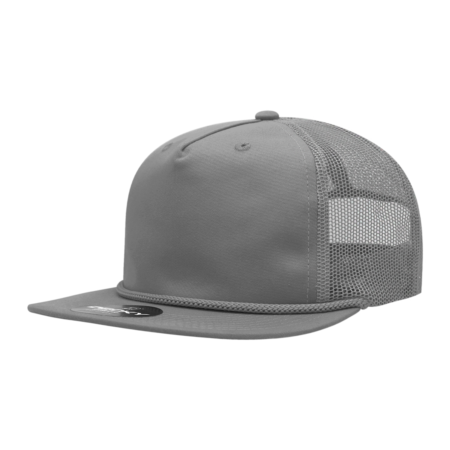 a grey mesh trucker hat