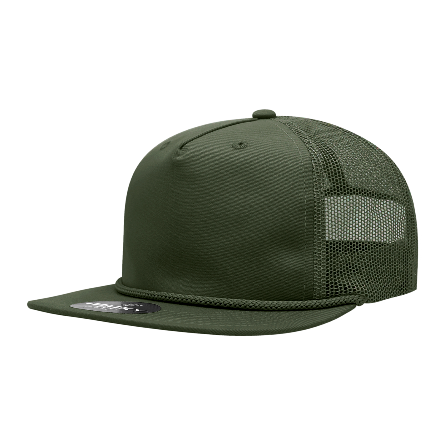 a dark green mesh trucker hat