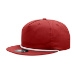 a red hat with white braiding